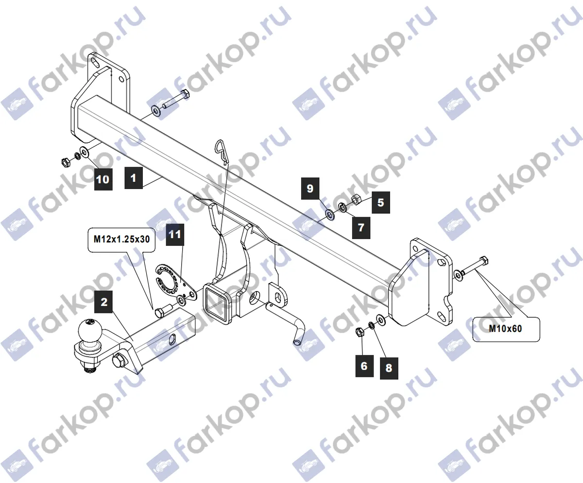 Фаркоп TowRus для Volvo XC60 2017- 259514 в 