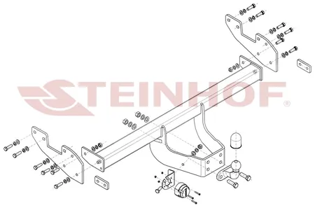 Фаркоп Steinhof для Toyota Hilux 2016-, (4wd, двойная кабина, со ступен, без опорной балки) T-159 в 