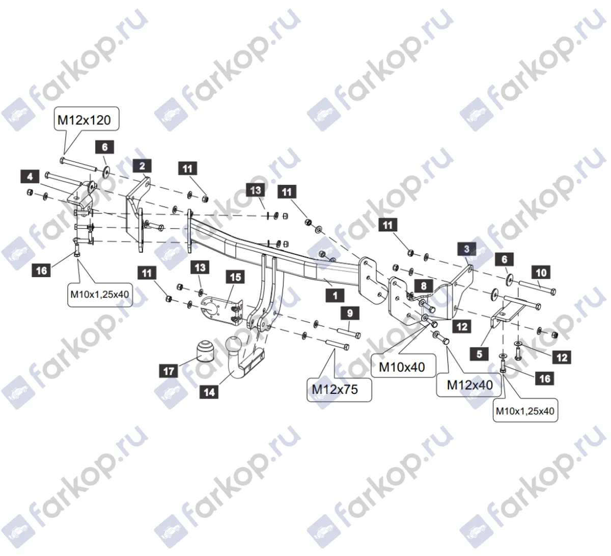 Фаркоп Sheriff для Hyundai Santa Fe 2012-2018 2574.12 V1 в 