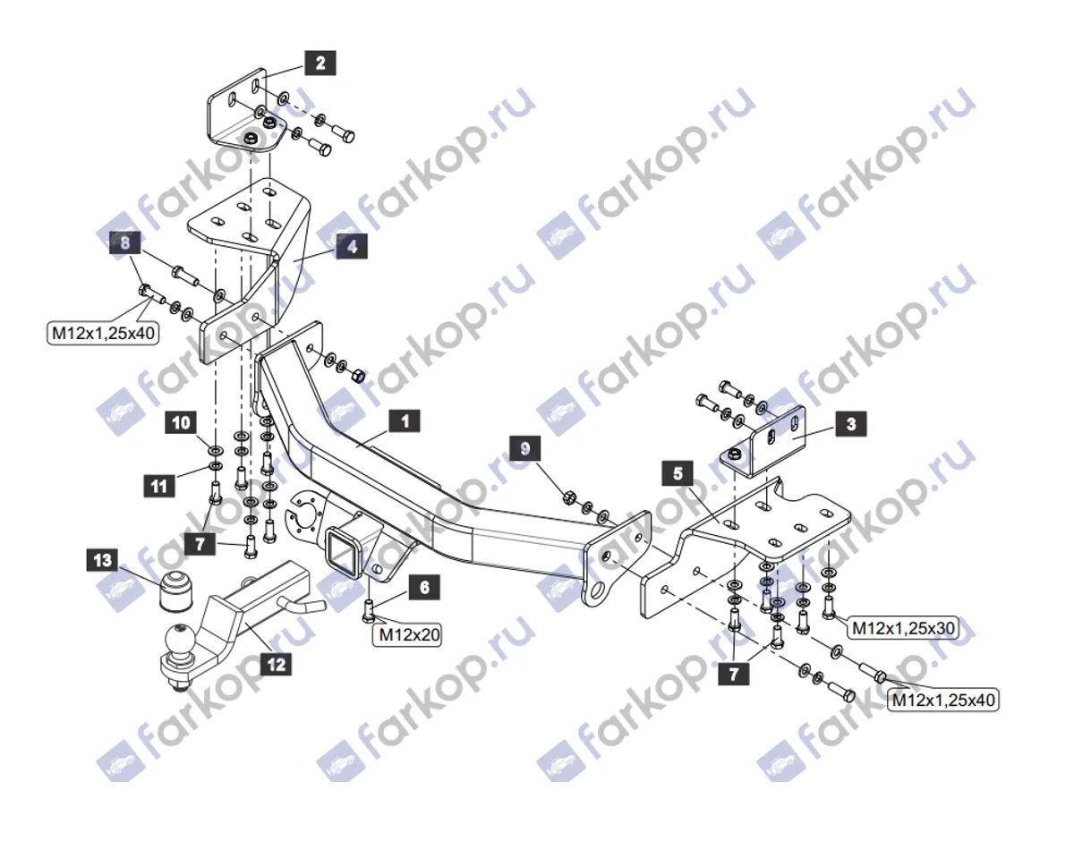 Фаркоп Sheriff для Toyota Fortuner 2017- 3714.21 в 