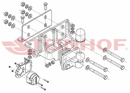 Фаркоп Steinhof для Toyota Hilux 2010-2015, (4WD двойная кабина, с силовым бампером) T-149 в 