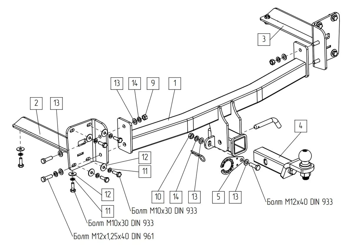 Фаркоп TowRus для Volkswagen Teramont 2022-2026 269092 в Россия