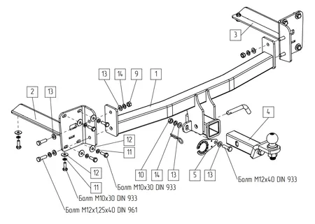 Фаркоп TowRus для Volkswagen Teramont 2022-2026 269092 в Россия