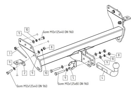Фаркоп Baltex для Jeep Grand Cherokee 2010-2022 Арт. 049115 049115 в Россия