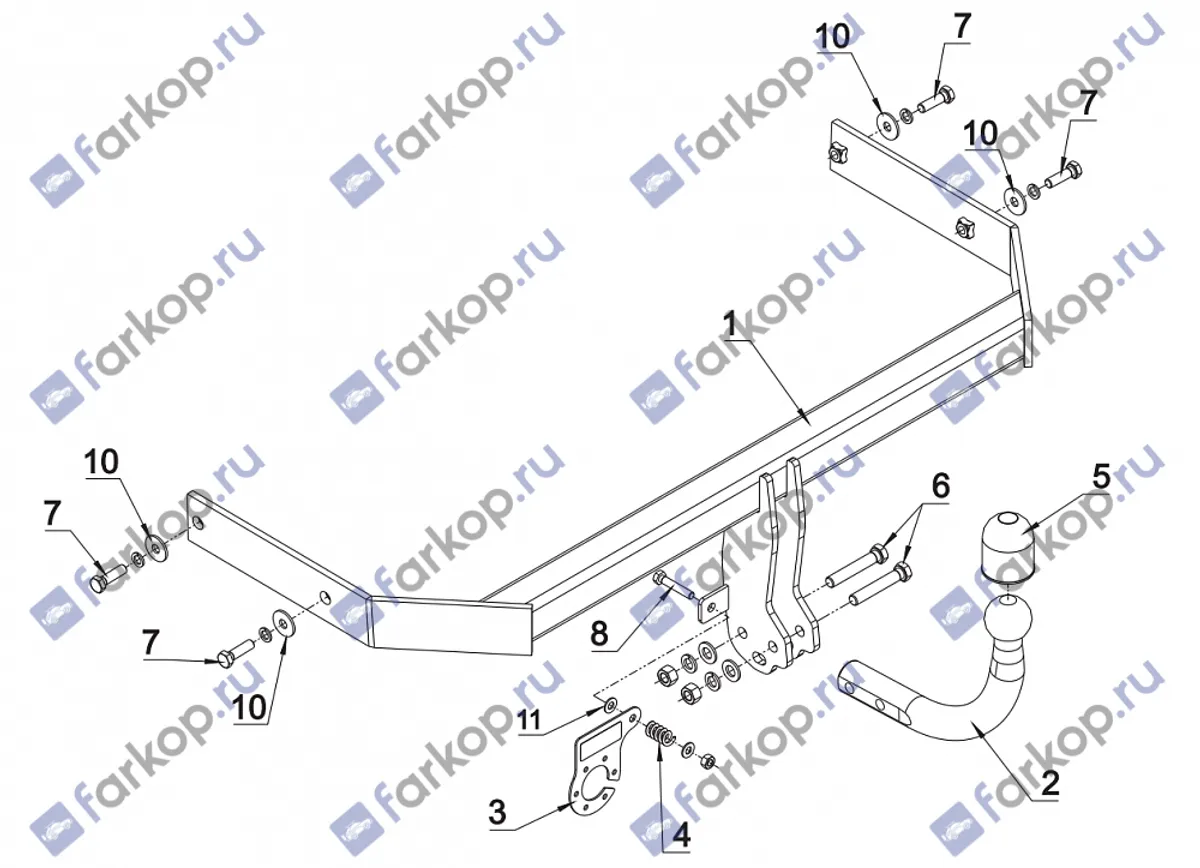 Фаркоп Auto-Hak для Audi A1(кроме S1) 2010-2015 K 52 в 