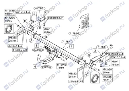 Фаркоп Brink для Citroen C4 (купе, хетчбек) 2004-2010 417800 в 