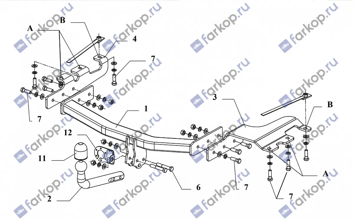 Фаркоп Auto-Hak для Chrysler Grand Voyager 2001-2008 (кроме STOWn GO) CH 45 в 