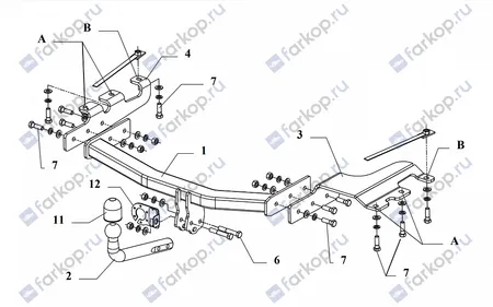 Фаркоп Auto-Hak для Chrysler Voyager 2001-2008 (кроме STOWn GO) CH 45 в 