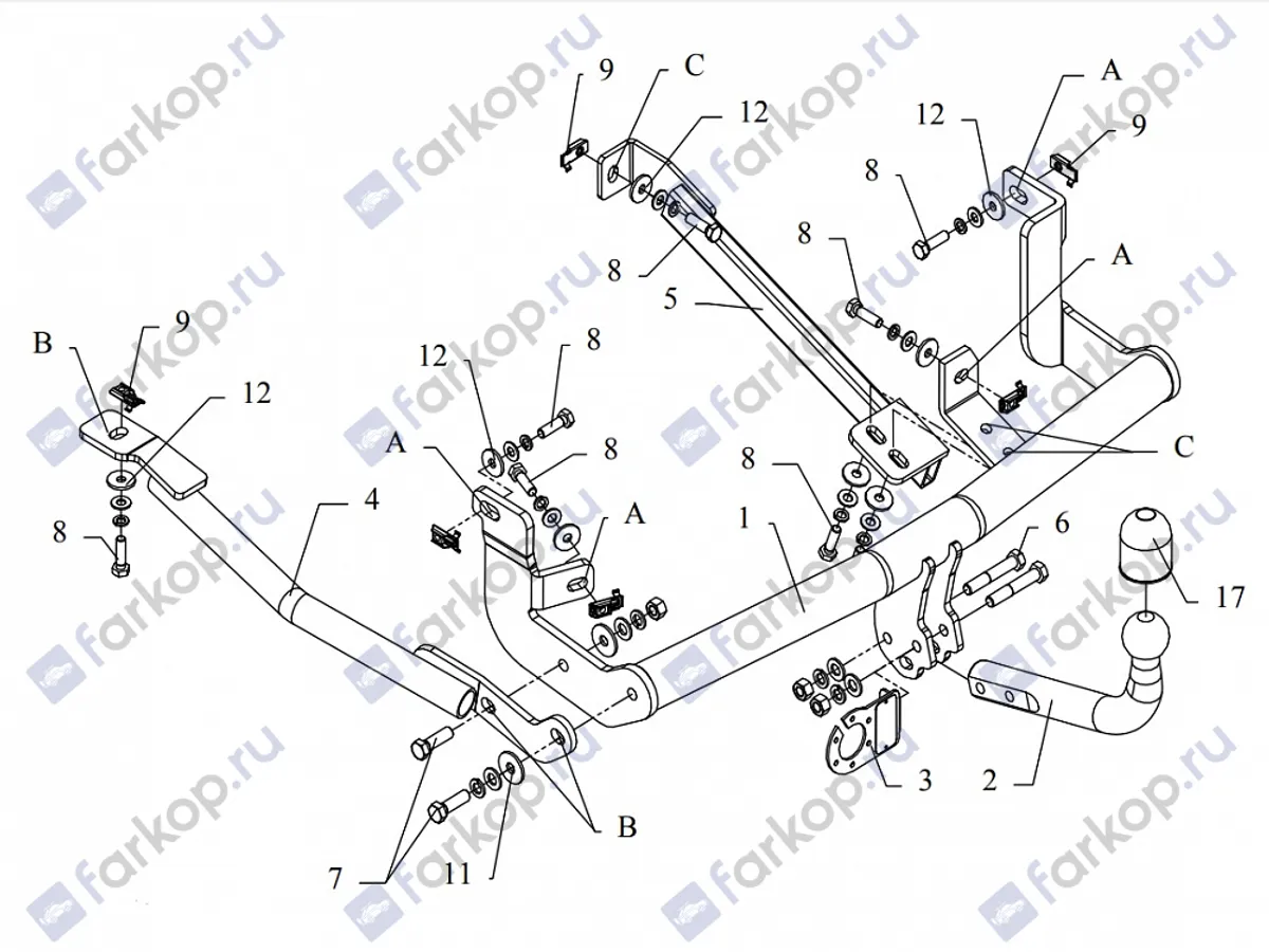 Фаркоп Auto-Hak для Citroen Evasion 1994-2002 R 17 в 