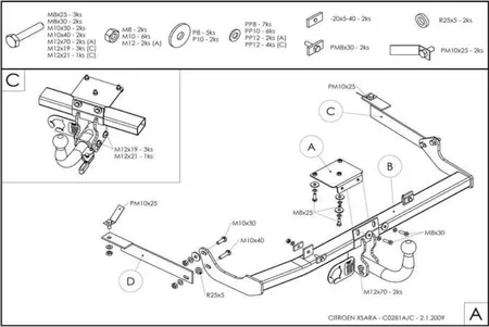 Фаркоп Galia для Citroen Xsara (хетчбек) 1997-2004 C028C в 