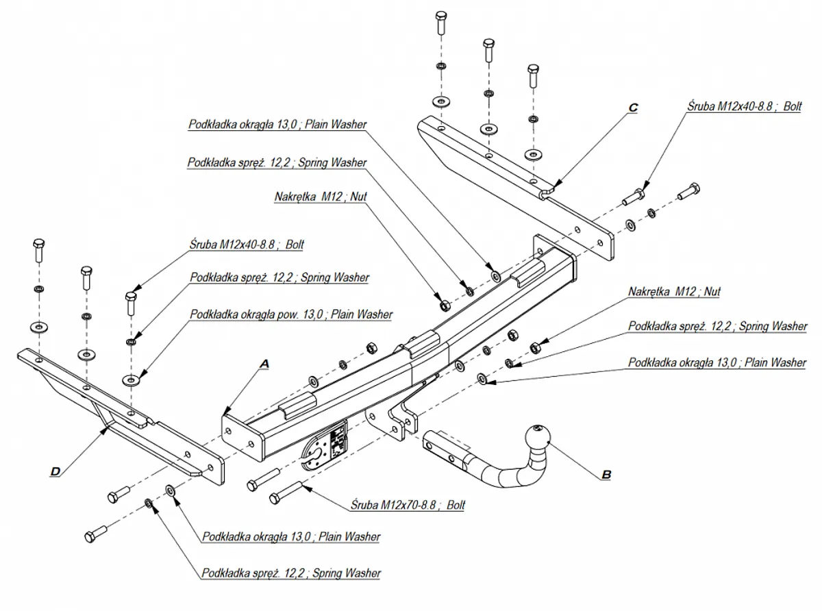 Фаркоп Imiola для Dodge Grand Caravan 2001-2008 (кроме STOWn GO) CH.003 в 