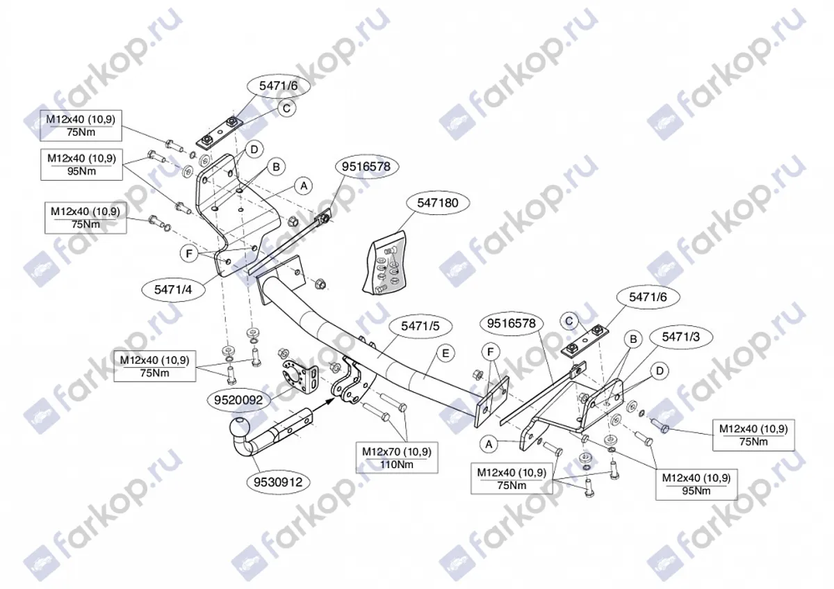 Фаркоп Brink для Fiat Freemont 2011-2016 547100 в 