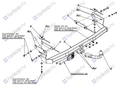 Фаркоп Imiola для Fiat Stilo (3,5 дв.хетчбек) 2001-2007 F.018 в 