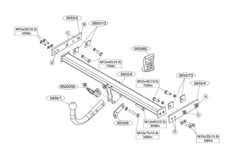 Фаркоп Brink для Volvo V40 (Cross Country) 2012- 565500 в 