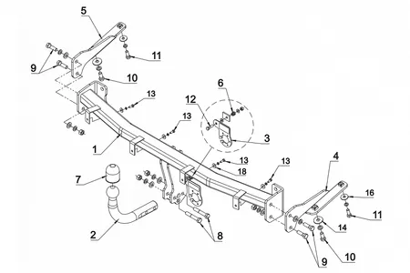 Фаркоп Auto-Hak для Volkswagen Caddy 2004-2020 K 45 в 