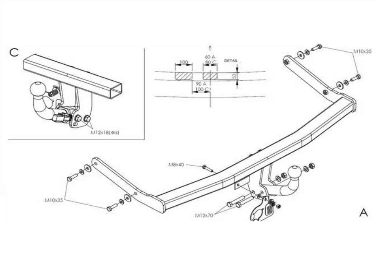 Фаркоп Galia для Volkswagen Golf (универсал) 1997-2006 S087C в 