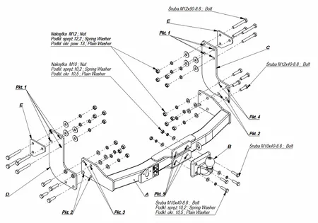 Фаркоп Imiola для  Volkswagen LT 1995-2006, (28-35 3550 мм,4025 мм для а/м со ступенькой) M.012 в 