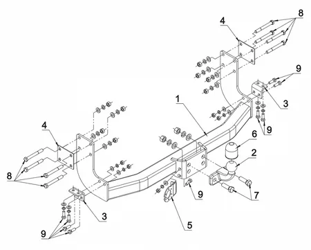 Фаркоп Auto-Hak для Volkswagen LT 1995-2006, (3,05м/4,025м без ступен,одинар и двойные колеса)  D 13 в 