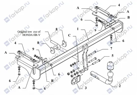 Фаркоп Auto-Hak для Honda HR-V (3,5 дв) 2002-2006 Y 29 в 