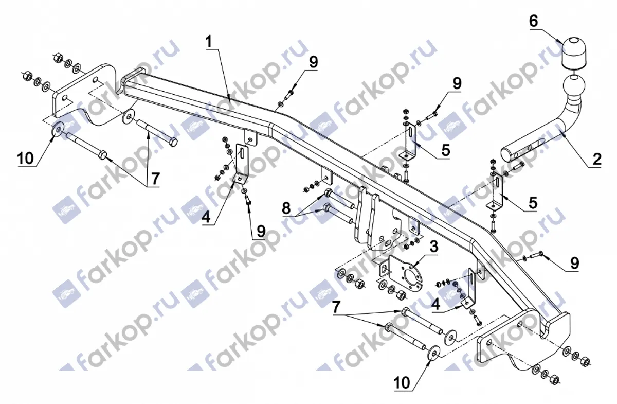 Фаркоп Auto-Hak для Hyundai Santa Fe 2006-2012 J 54 в 