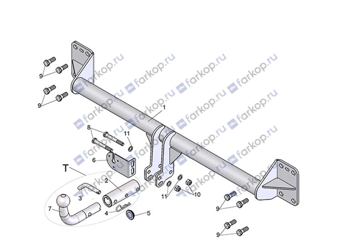 Фаркоп Лидер Плюс для Volkswagen Touareg 2002-2010 V124-BA в 