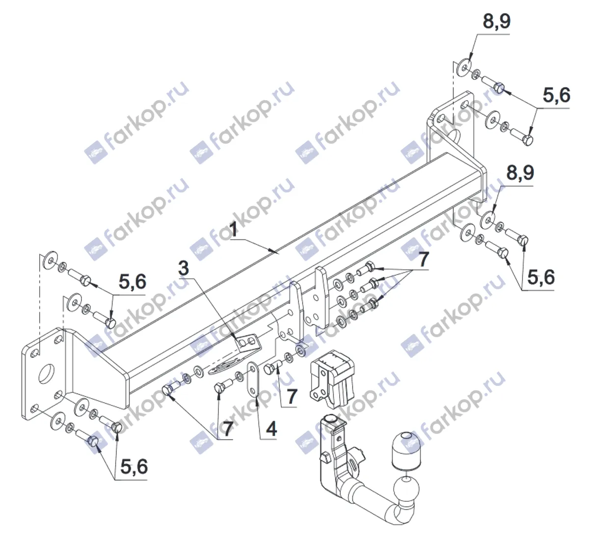 Фаркоп Auto-Hak для Volkswagen Touareg 2002-2014 K 46V в 