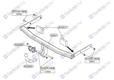 Фаркоп Brink для Volkswagen Touran 2003-2015 356600 в 