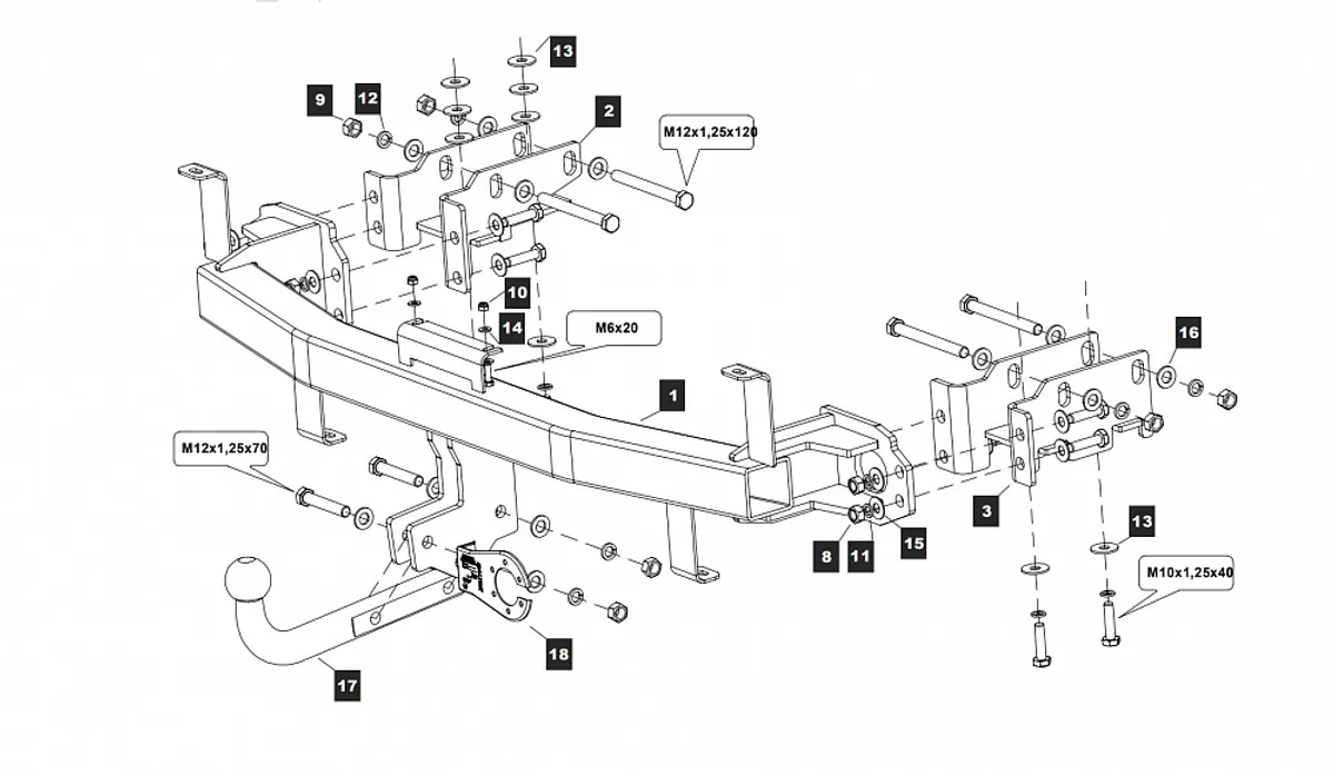 Фаркоп Baltex для Kia Sorento 2012-2021 11.2327.12 в 