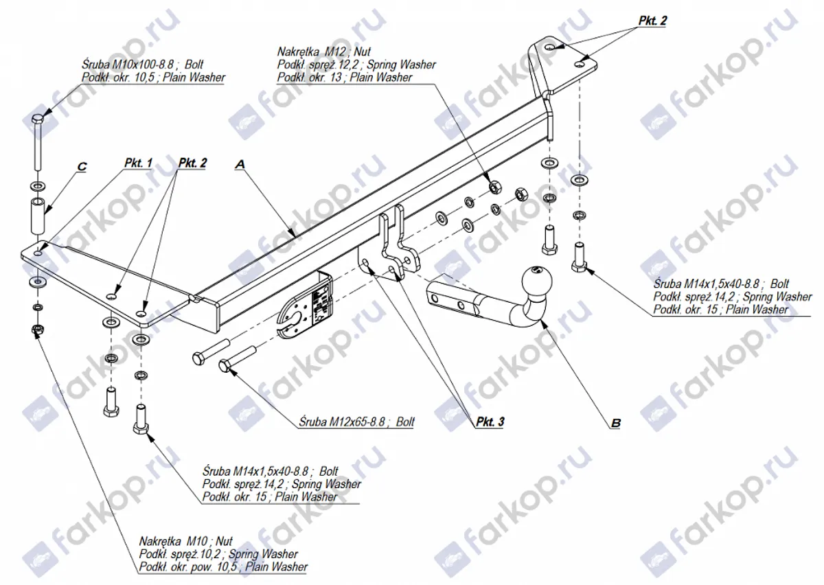 Фаркоп Imiola для Toyota Avensis (лифтбек, седан) 1998-2002 T.001 в 