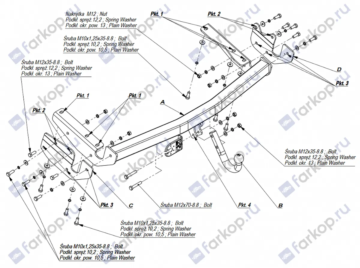 Фаркоп Imiola для Toyota Highlander 2003-2008 T.033 в 