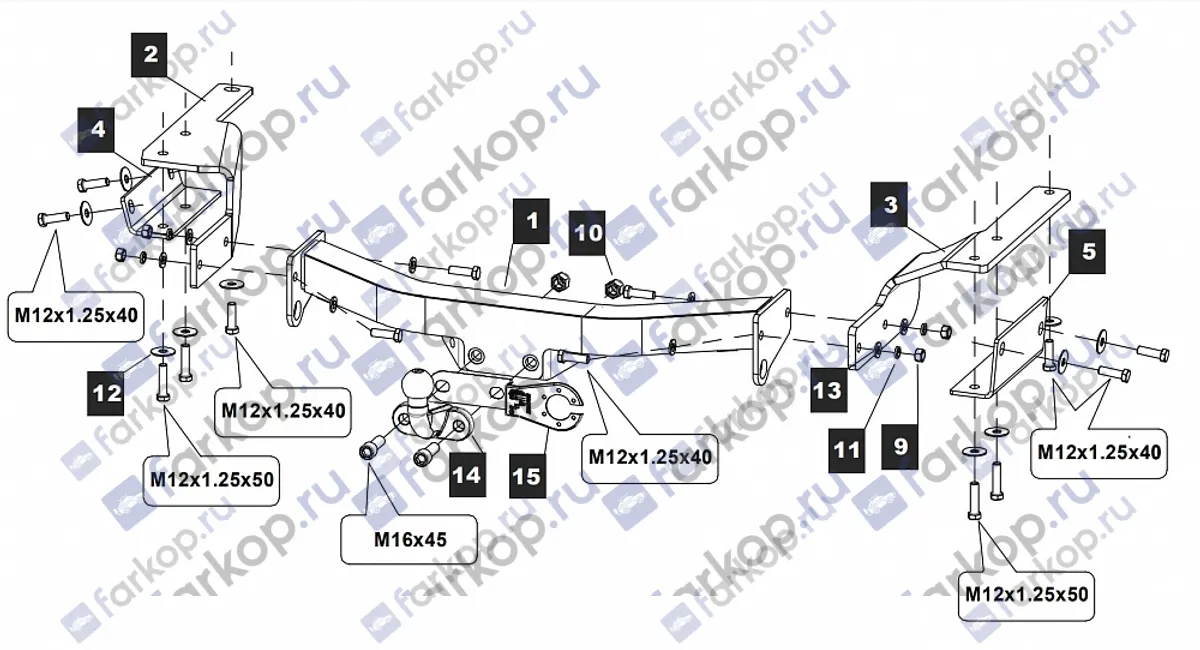 Фаркоп Baltex для Toyota Highlander 2014-2020 24255308 в 