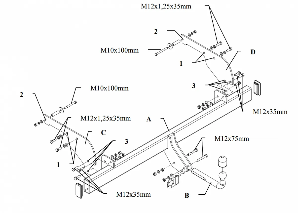 Фаркоп Auto-Hak для Toyota Hilux 1997-2004 0 57 в 