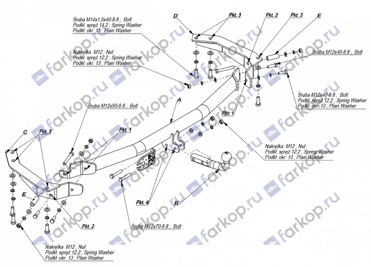 Фаркоп Imiola для Toyota Ipsum 2002-2009 T.025 в 