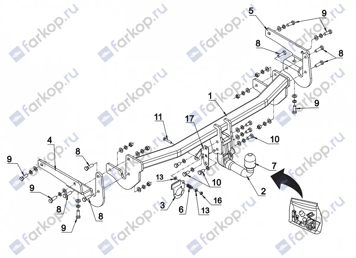 Фаркоп Auto-Hak для Lexus NX 2014-2021 0 89V в 