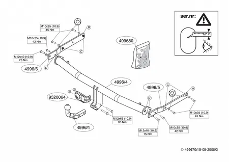 Фаркоп Brink для Mazda 6 (универсал) 2008-2012 499300 в 