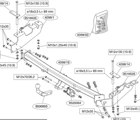 Фаркоп Brink для Mazda MPV (6 местн.) 2003-2005 409800 в 