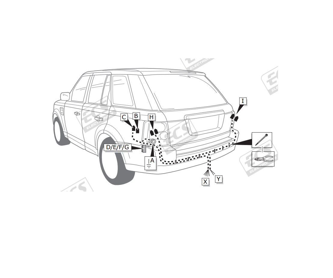 Электрика фаркопа ECS (7 pin) для Land Rover Range Rover Sport 2005-2009 LR001BH в 