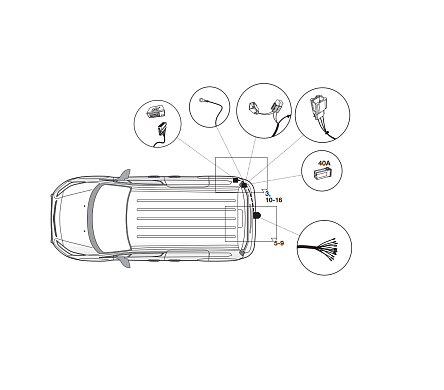 Электрика фаркопа Hak-System (13 pin) для Ford Tourneo Connect 2014- 21060530 в 