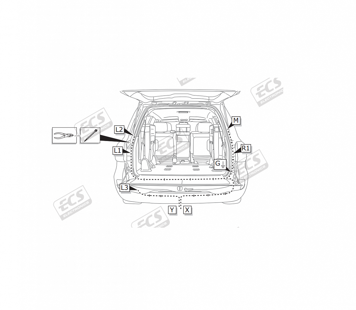 Электрика фаркопа ECS (7 pin) для Lexus LX 570 2009- TO216BB в 