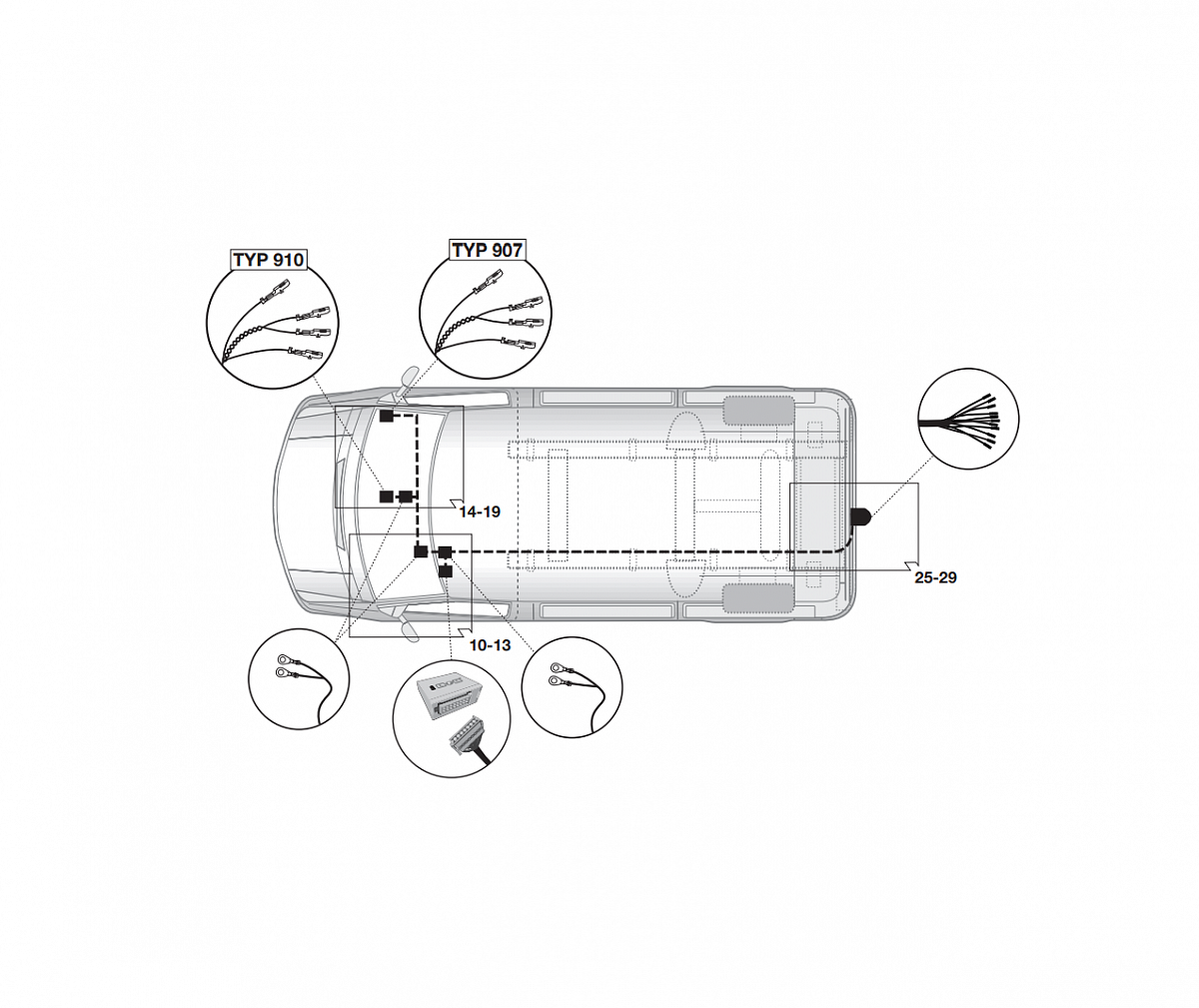 Электрика фаркопа Hak-System (13 pin) для Mercedes Sprinter 2018-, (для а/м без подготовки) 21040539 в 
