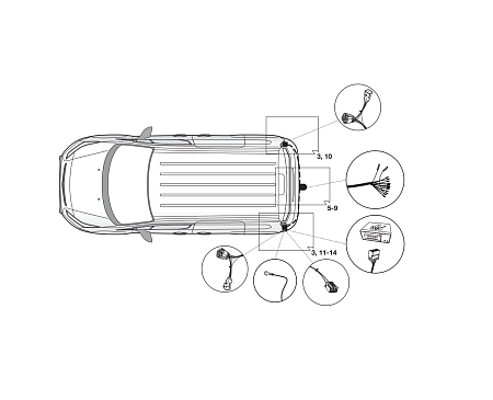Электрика фаркопа Hak-System (13 pin) для Ford Tourneo Courier 2014- 21060549 в 