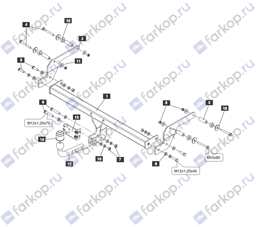 Фаркоп Sheriff для Renault Kaptur 2016- 4502.12 в 