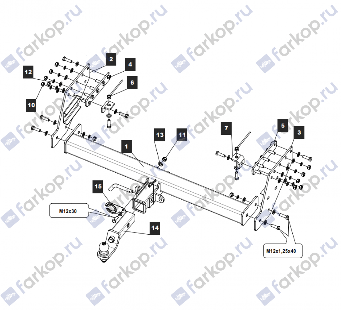 Фаркоп TowRus для Mitsubishi L200 2015- 149346 в 