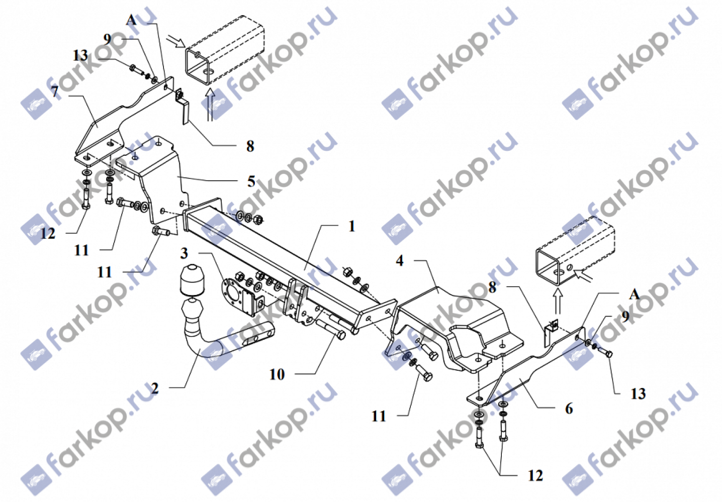 Фаркоп Auto-Hak для Toyota Yaris (япон) 1999-2001 0 24 в 