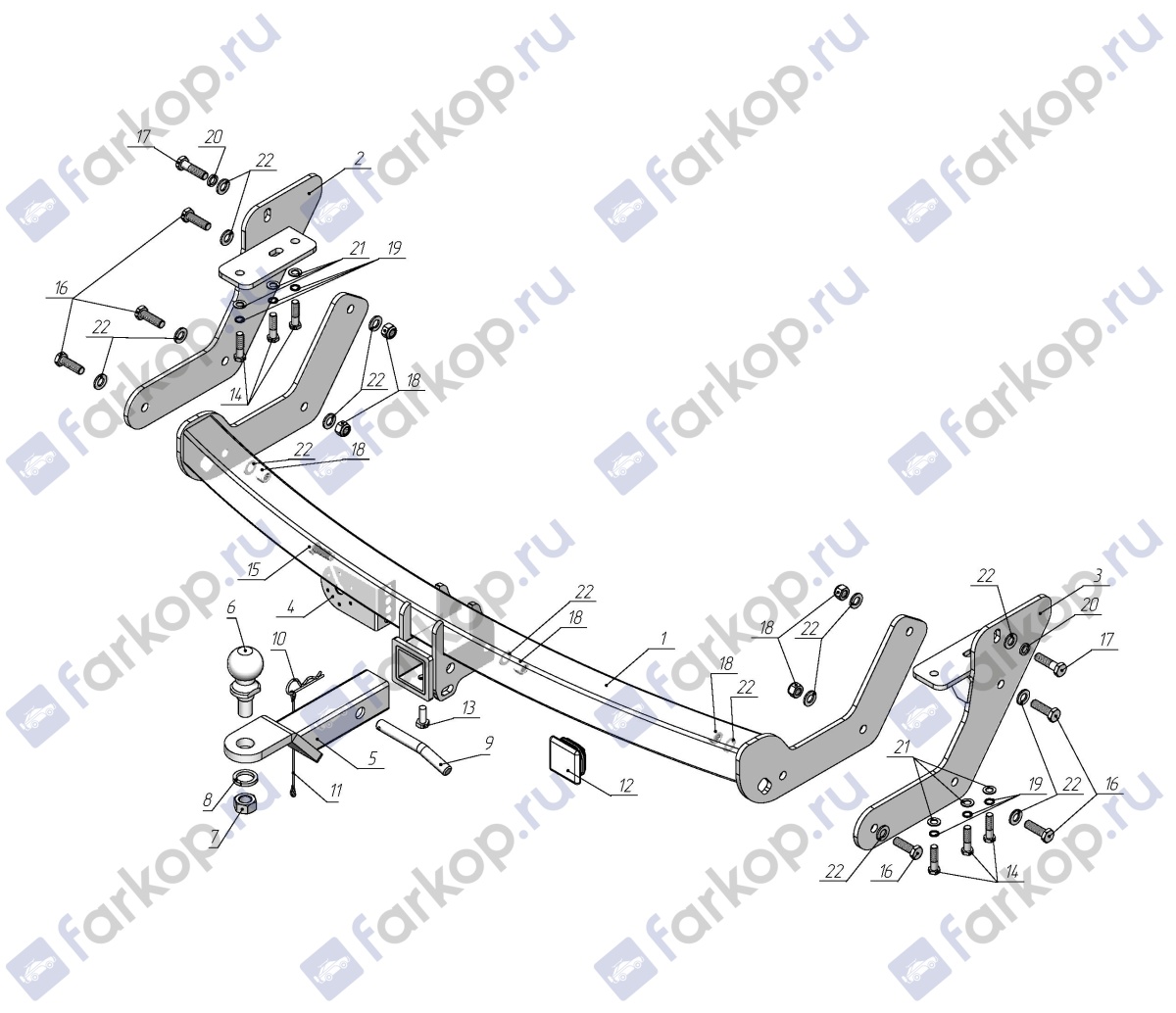 Leader Plus H205-A фаркоп на Хендай Санта ФЕ Классик (Hyundai Santa FE Classic) 2000-2012