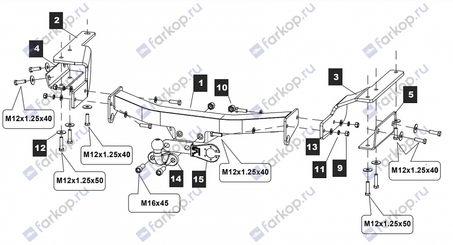 Фаркоп Baltex для Toyota Highlander 2014-2020 24255308 в 