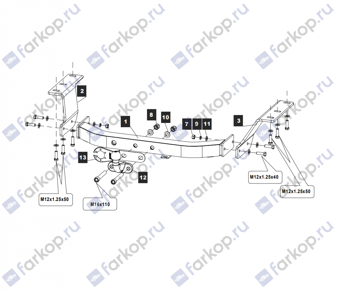 Фаркоп Baltex для Lexus RX 2015-2019 (кроме Long и F-Sport) 24902508E в 
