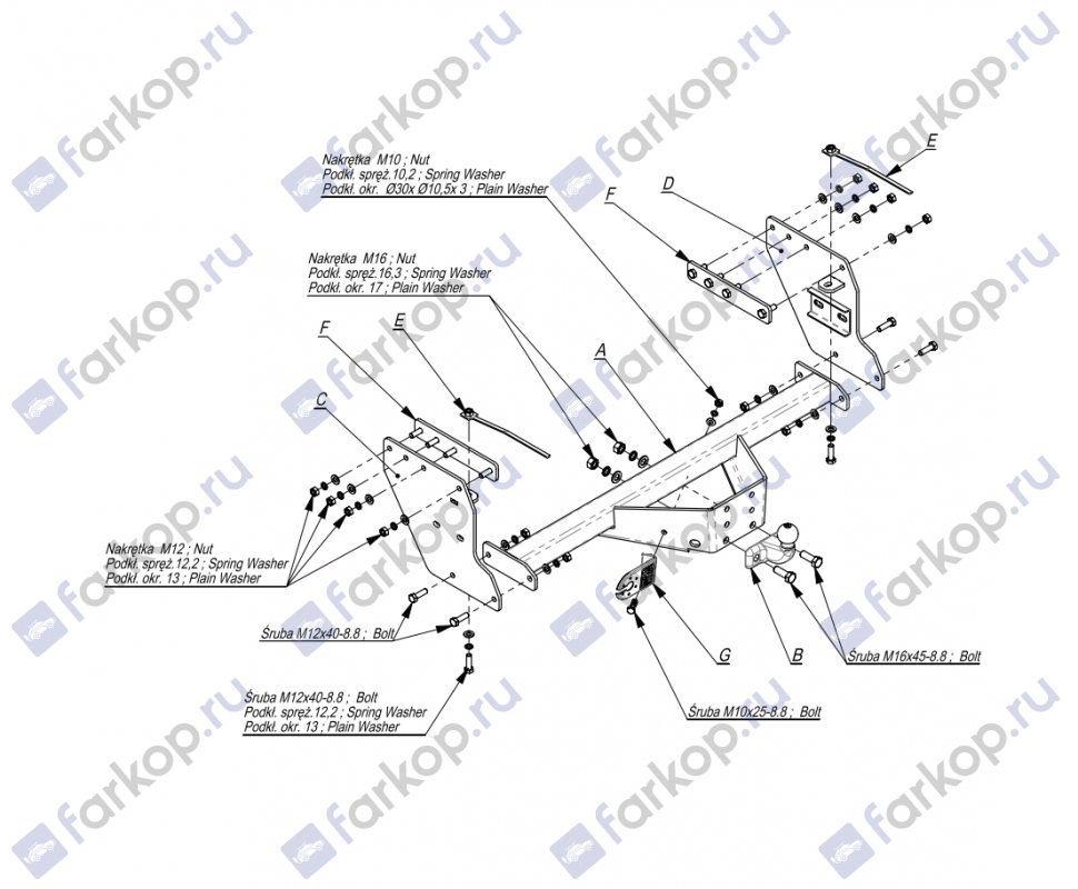 Фаркоп Imiola для Mitsubishi Triton 2020- Y.036 в 