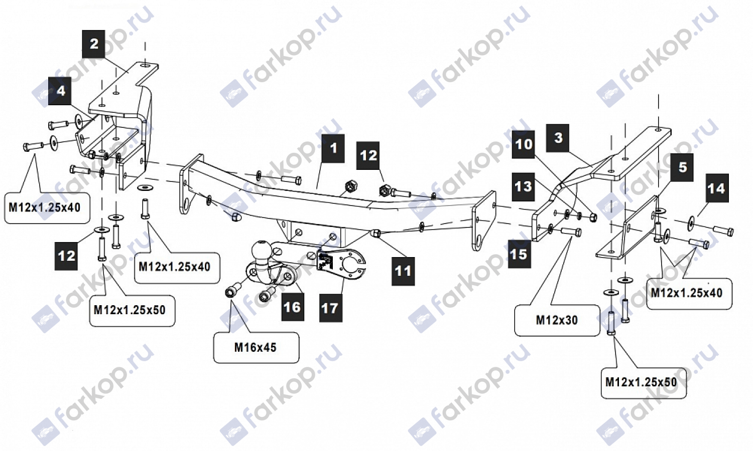 Фаркоп Baltex для Toyota Highlander 2014-2020 24255305 в 