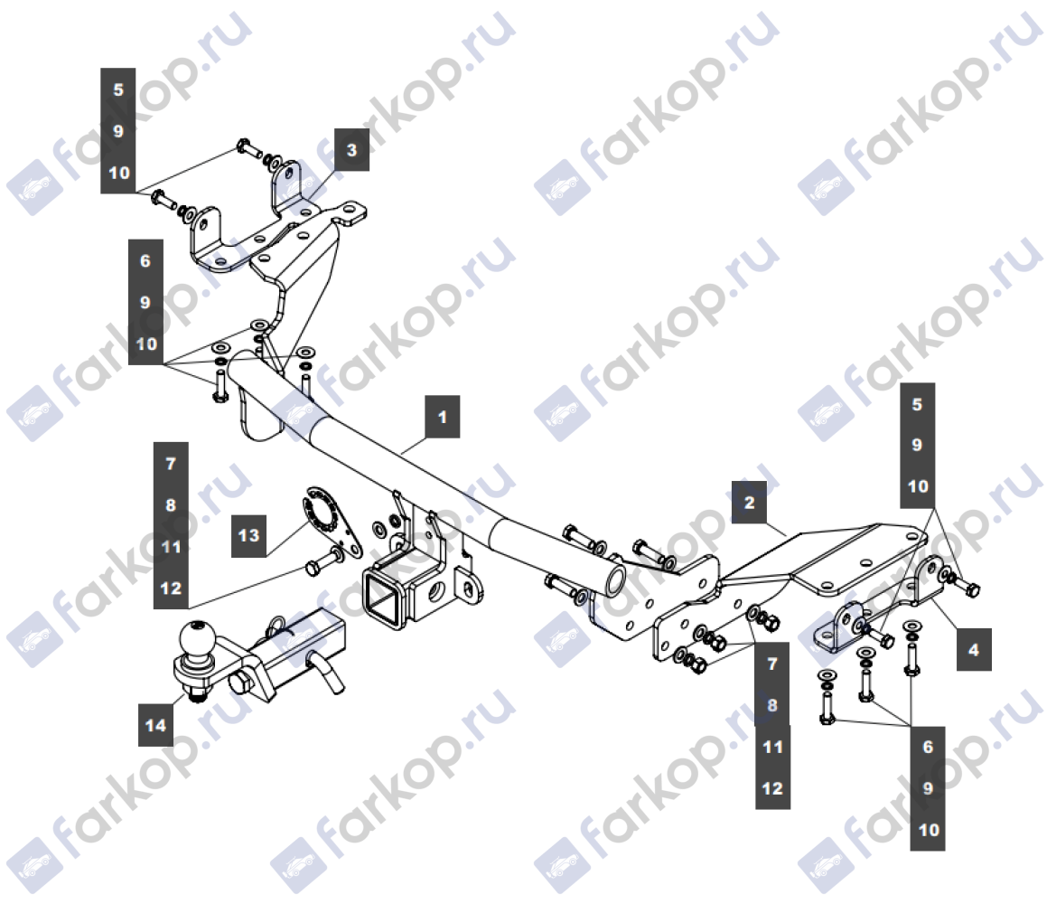 Фаркоп Towrus для Mitsubishi Outlander XL 2007-2012 229426 в 